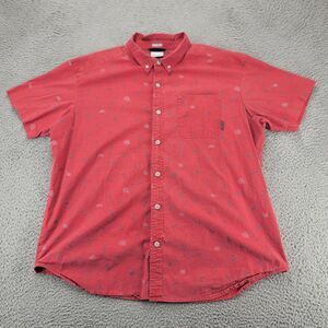 Columbia Shirt Mens XL Red Regular Fit All‎ Over Print Button Down Short Sleeve